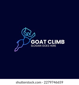 Vector Logo Illustration Goat Climb Gradient Line Art Style