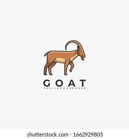 Vector Logo Illustration Goat Elegant Simple Mascot Style.