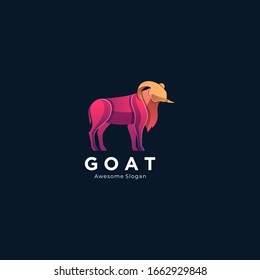 Vector Logo Illustration Goat Gradient Colorful.