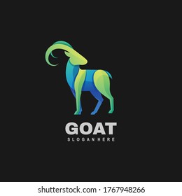 Vector Logo Illustration Goat Gradient Colorful Style.
