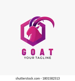 Vector Logo Illustration Goat Gradient Colorful Style.