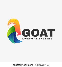 Vector Logo Illustration Goat Gradient Colorful Style.