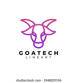 Vector Logo Illustration Goat Gradient Line Art Style.