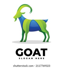 Vector Logo Illustration Goat Gradient Colorful Style.