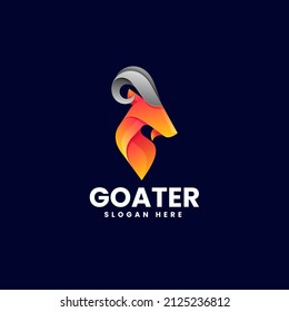 Vector Logo Illustration Goat Gradient Colorful Style.