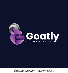 Vector Logo Illustration Goat Gradient Colorful Style.