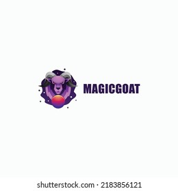 Vector Logo Illustration Goat Gradient Colorful Style.