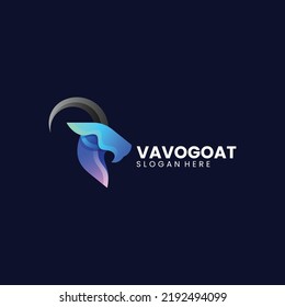 Vector Logo Illustration Goat Gradient Colorful Style.