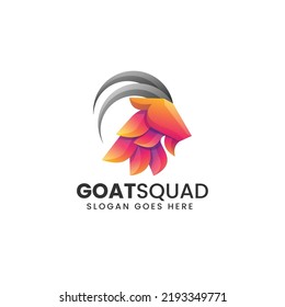 Vector Logo Illustration Goat Gradient Colorful Style.