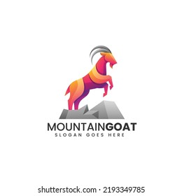 Vector Logo Illustration Goat Gradient Colorful Style.