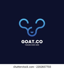 Vector Logo Illustration Goat Gradient Line Art Style