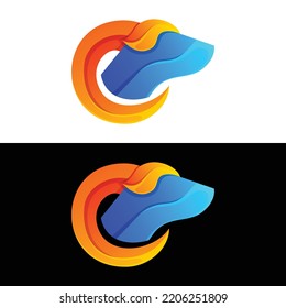 Vector logo illustration goat gradient colorful style