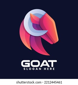 Vector Logo Illustration Goat Gradient Colorful Style