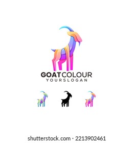 Vector logo illustration goat gradient colorful style