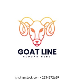 Vector Logo Illustration Goat Gradient Line Art Style