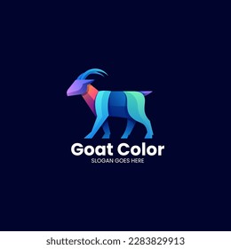 Vector Logo Illustration Goat Gradient Colorful Style