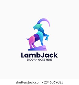 Vector Logo Illustration Goat Gradient Colorful Style