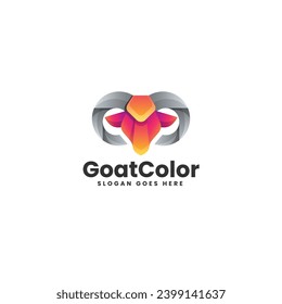 Vector Logo Illustration Goat Gradient Colorful Style