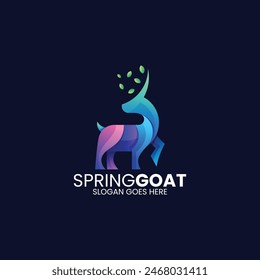 Vector Logo Illustration Goat Gradient Colorful Style