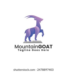 Vector Logo Illustration Goat Gradient Colorful Style