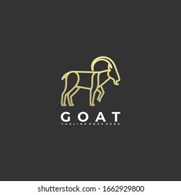 Vector Logo Illustration Goat Line Art Style.