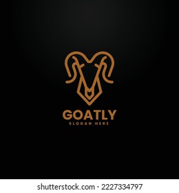 Vector Logo Illustration Goat Line Art Style.