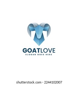 Vector Logo Illustration Goat Love Gradient Colorful Style.