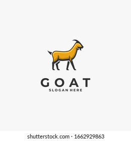 Vector Logo Illustration Goat Mascot Cartoon Style.
