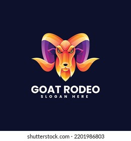 Vector Logo Illustration Goat Rodeo Gradient Colorful Style