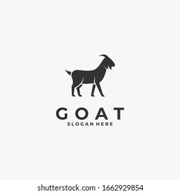 Vector Logo Illustration Goat Silhouette Style.