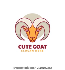Vector Logo Illustration Goat Simple Mascot Style.
