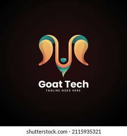 Vector Logo Illustration Goat Tech Gradient Colorful Style.