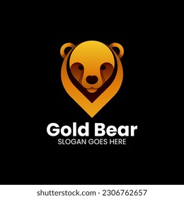 Vector Logo Illustration Gold Bear Gradient Colorful Style