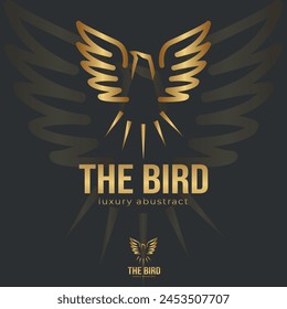 Vector logo illustration gold bird gradient colorful style