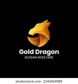 Vector Logo Illustration Gold Dragon Gradient Colorful Style