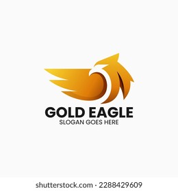 Vector Logo Illustration Gold Eagle Gradient Colorful Style