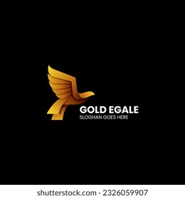 Vector Logo Illustration Gold Eagle Gradient Colorful Style