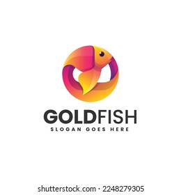Logo Vector Ilustración Estilo de color gradiente de peces dorados