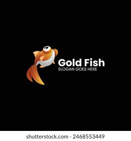 Vector Logo Ilustración Oro Pescado Gradiente Estilo Colorido
