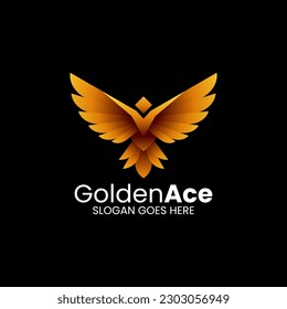 Vector Logo Illustration Golden Ace Gradient Colorful Style