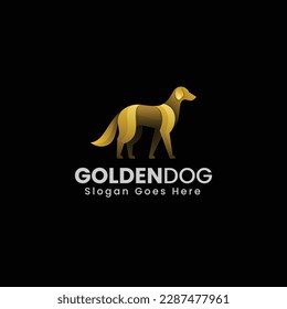 Vector Logo Illustration Golden Dog Gradient Colorful Style