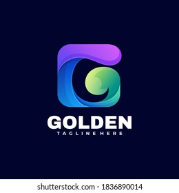 Vector Logo Illustration Golden Gradient Colorful Style.