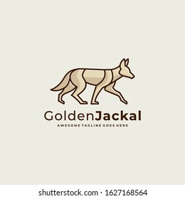 Vector Logo Illustration Golden jackal Walking Line Art