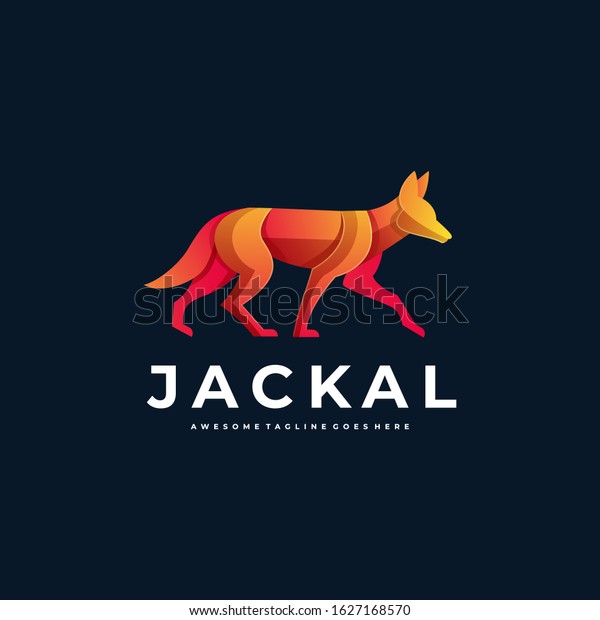 Vector Logo Illustration Golden jackal Walking\
Gradient Colorful