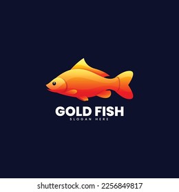 Logo Vector Ilustración Estilo Colorido gradiente de peces dorados.