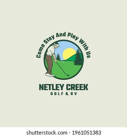Vector Logo Illustration golf Vintage Badge Style.