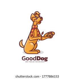 Vector Logo Illustration Good Dog Simple Mascot Style.