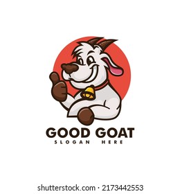 Vector Logo Illustration Good Goat Mascot Cartoon Logo.