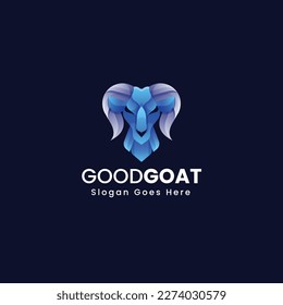 Ilustración del logotipo del vector Estilo de color gradiente de la buena cabra