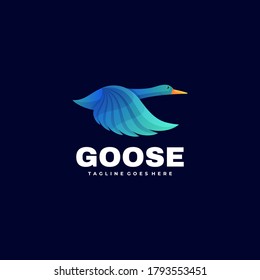 Vector Logo Illustration Goose Gradient Colorful Style.